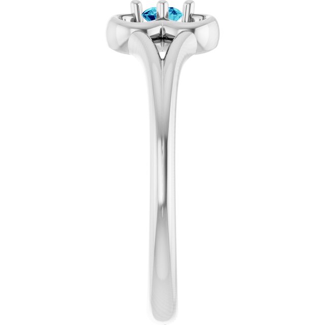 14K White Natural Blue Zircon Youth Flower Ring