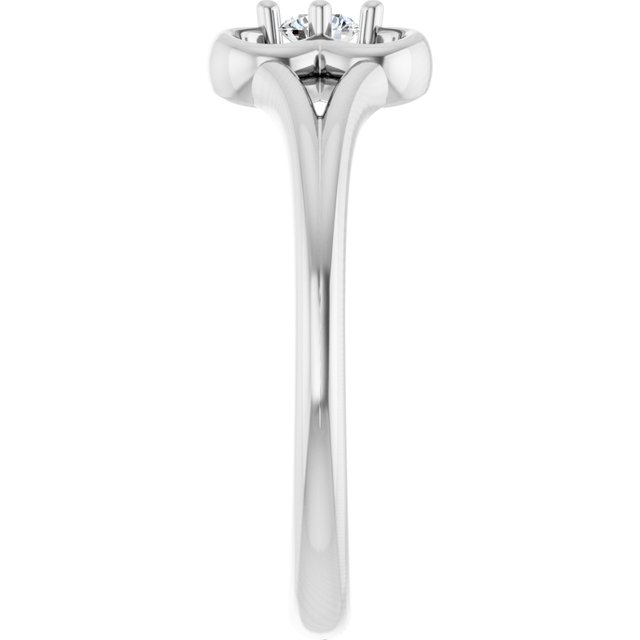 14K White .06 CT Natural Diamond Youth Flower Ring