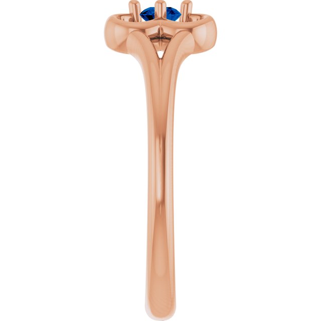 14K Rose Natural Blue Sapphire Youth Flower Ring