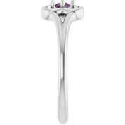 14K White Natural Alexandrite Youth Flower Ring