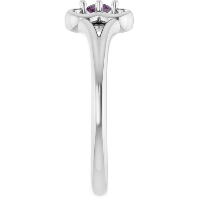 14K White Natural Alexandrite Youth Flower Ring