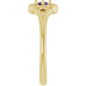 14K Yellow Natural Alexandrite Youth Flower Ring