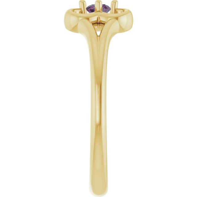 14K Yellow Natural Alexandrite Youth Flower Ring