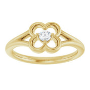14K Yellow .06 CT Natural Diamond Youth Flower Ring