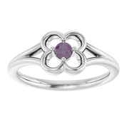14K White Natural Alexandrite Youth Flower Ring