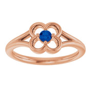 14K Rose Natural Blue Sapphire Youth Flower Ring