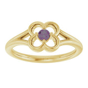 14K Yellow Natural Alexandrite Youth Flower Ring