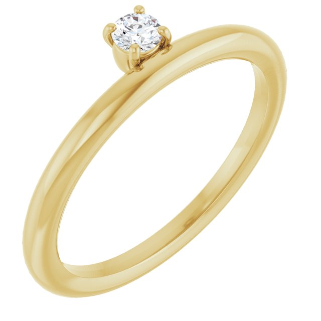 14K Yellow 1/10 CT Natural Diamond Stackable Ring