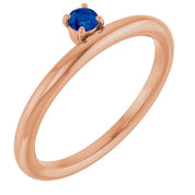 14K Rose Natural Blue Sapphire Stackable Ring