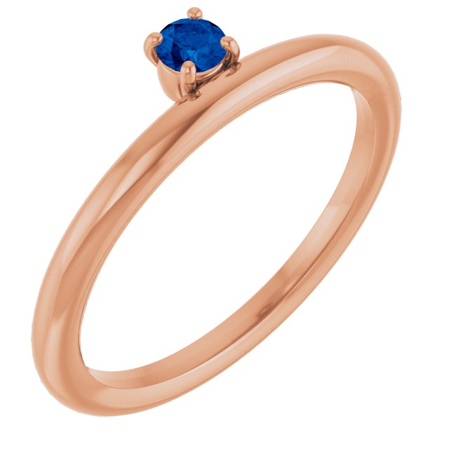 14K Rose Natural Blue Sapphire Stackable Ring