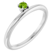 14K White Natural Peridot Stackable Ring