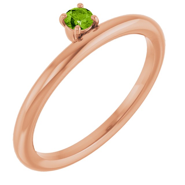 14K Rose Natural Peridot Stackable Ring