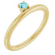 14K Yellow Natural Blue Zircon Stackable Ring