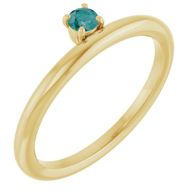 14K Yellow Lab-Grown Alexandrite Stackable Ring