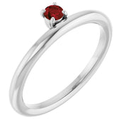 14K White Natural Mozambique Garnet Stackable Ring