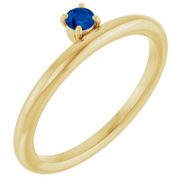 14K Yellow Lab-Grown Blue Sapphire Stackable Ring