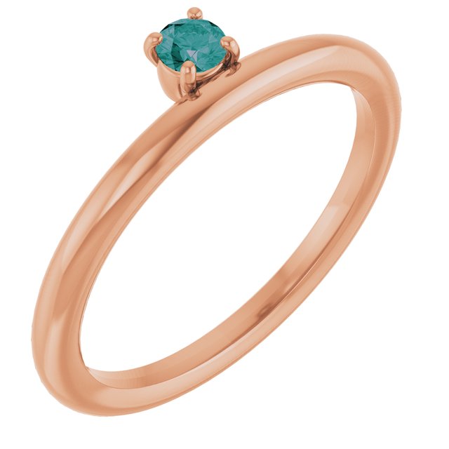14K Rose Lab-Grown Alexandrite Stackable Ring