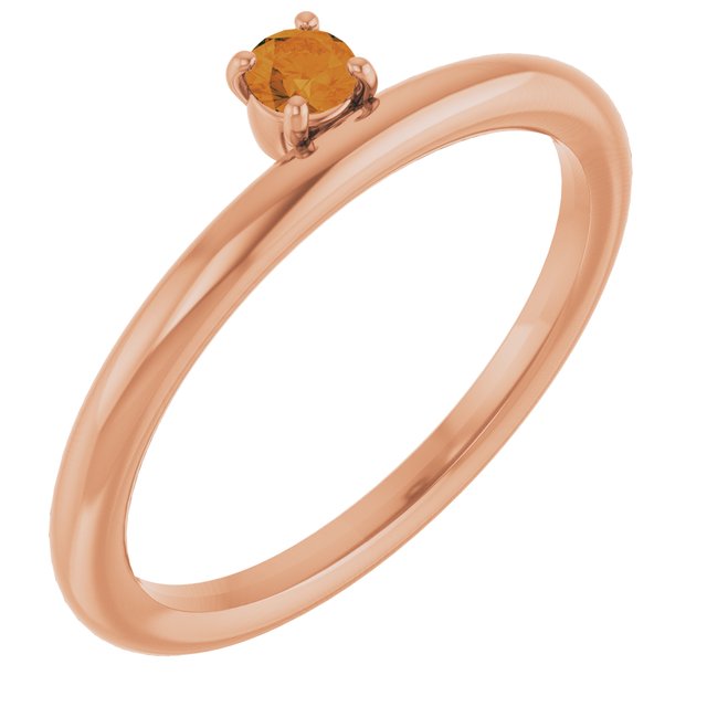 14K Rose Natural Citrine Stackable Ring
