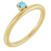 14K Yellow Natural Aquamarine Stackable Ring