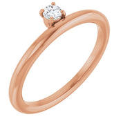 14K Rose Natural White Sapphire Stackable Ring