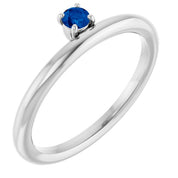 14K White Lab-Grown Blue Sapphire Stackable Ring