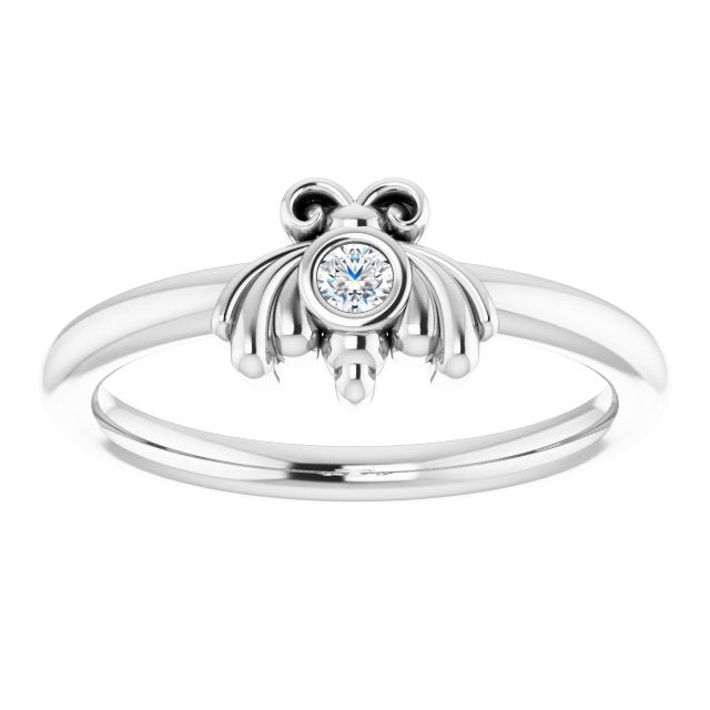 Sterling Silver .04 CTW Natural Diamond Bee Youth Ring