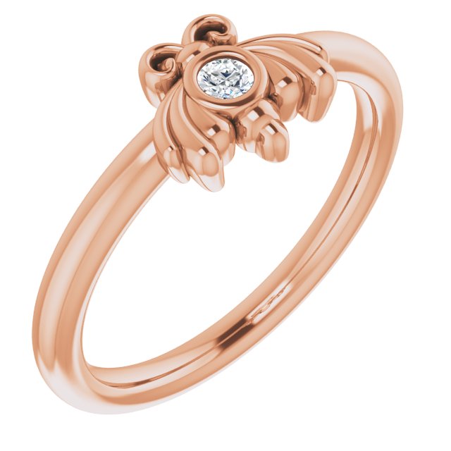 14K Rose .04 CTW Natural Diamond Bee Youth Ring