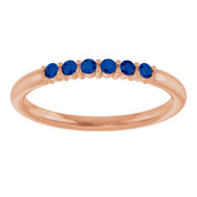 14K Rose Natural Blue Sapphire Stackable Ring