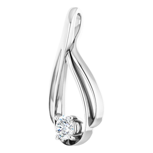 14K White 1/4 CTW Natural Diamond Teardrop Pendant