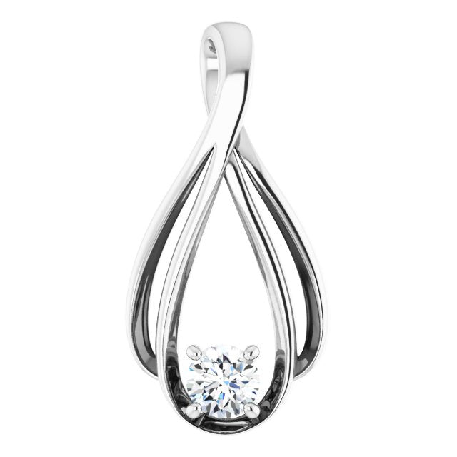 14K White 1/4 CTW Lab-Grown Diamond Teardrop Pendant - LG60000