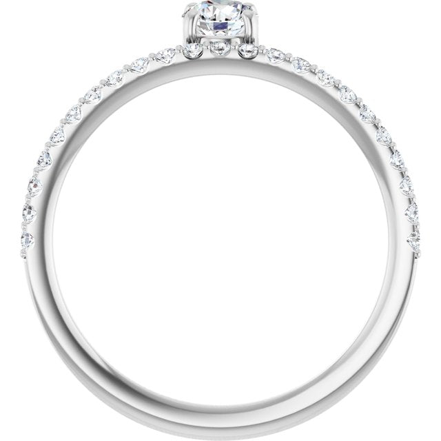 14K White 1/2 CTW Natural Diamond Asymmetrical Stackable Ring