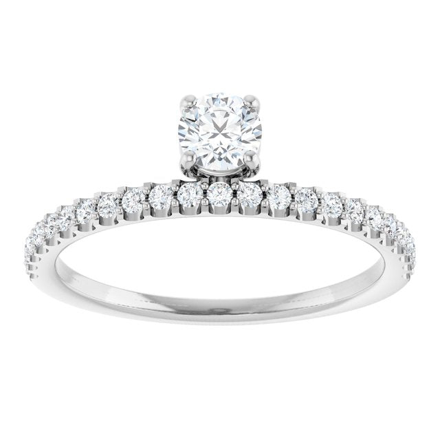 14K White 1/2 CTW Natural Diamond Asymmetrical Stackable Ring