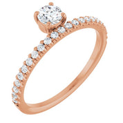 14K Rose 1/2 CTW Natural Diamond Asymmetrical Stackable Ring