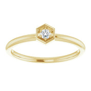 14K Yellow .06 CTW Natural Diamond Hexagon Stackable Ring