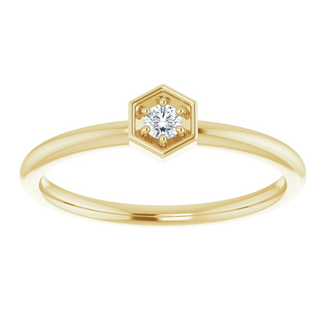 14K Yellow .06 CTW Natural Diamond Hexagon Stackable Ring