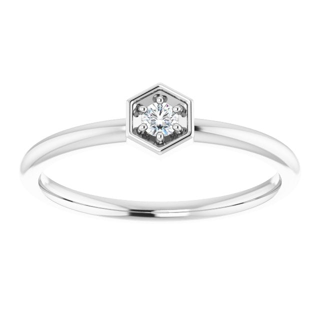 Platinum .06 CTW Natural Diamond Hexagon Stackable Ring