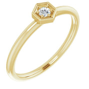 14K Yellow .06 CTW Natural Diamond Hexagon Stackable Ring