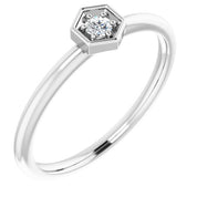 Platinum .06 CTW Natural Diamond Hexagon Stackable Ring