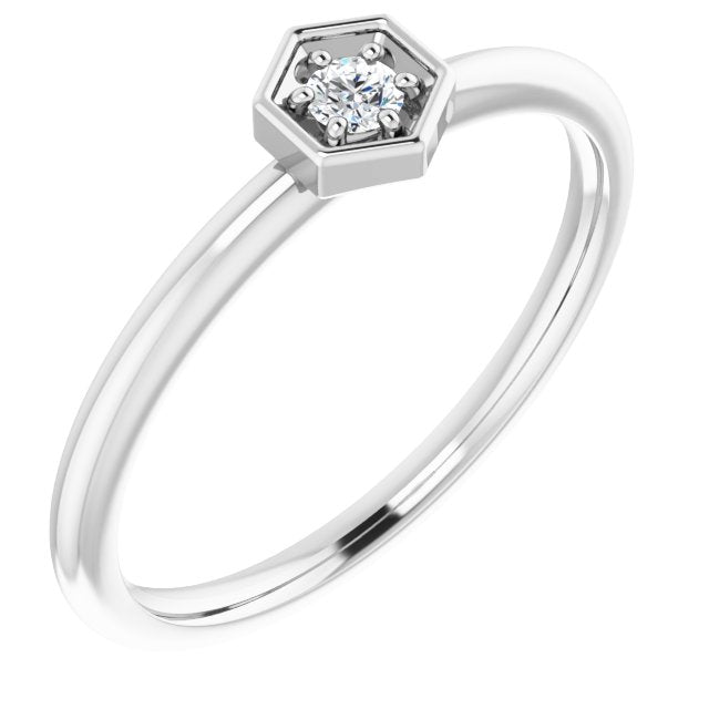 Sterling Silver .06 CTW Natural Diamond Hexagon Stackable Ring