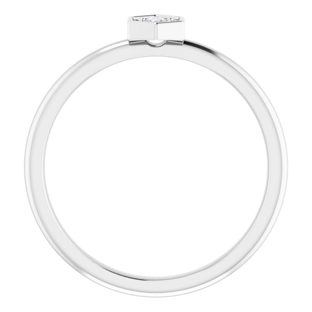 Platinum .06 CTW Natural Diamond Hexagon Stackable Ring