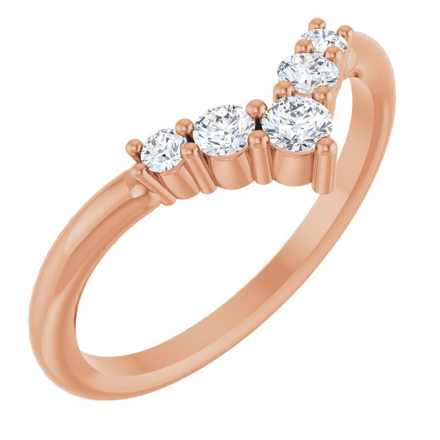 14K Rose Gold 1/4 CTW Natural Diamond Graduated V Ring - Elegant Design by Brand