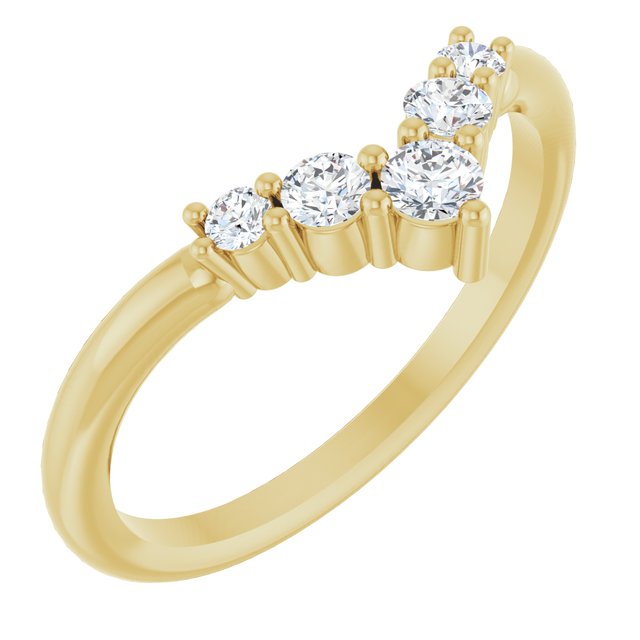 14K Yellow Gold 1/4 CTW Natural Diamond Graduated V Ring - LG601