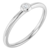 14K White .03 CTW Natural Diamond Stackable Ring