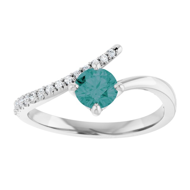 Sterling Silver Lab-Grown Alexandrite & 1/10 CTW Natural Diamond Bypass Ring