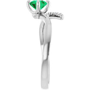 Sterling Silver Lab-Grown Emerald & 1/10 CTW Natural Diamond Bypass Ring