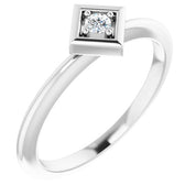 Platinum .06 CTW Natural Diamond Stackable Geometric Ring