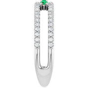 Sterling Silver Lab-Grown Emerald & 1/4 CTW Natural Diamond Ring