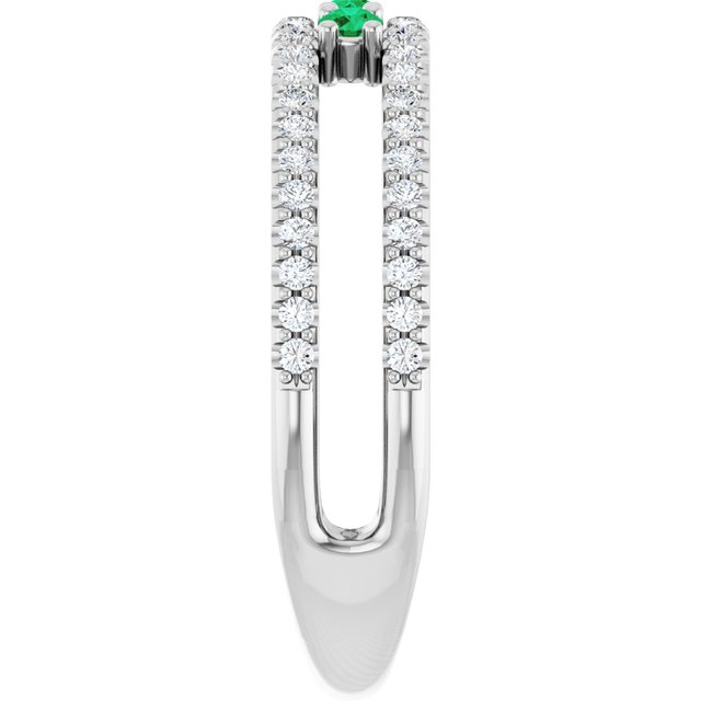 Sterling Silver Lab-Grown Emerald & 1/4 CTW Natural Diamond Ring