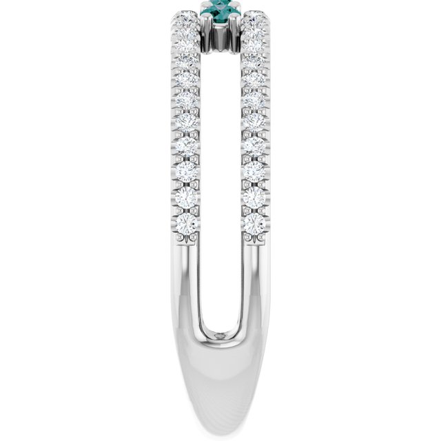 Sterling Silver Lab-Grown Alexandrite & 1/4 CTW Natural Diamond Ring