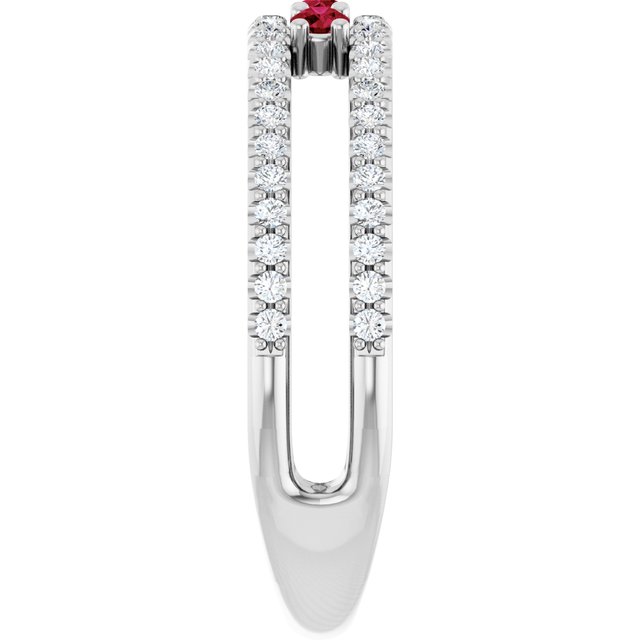 14K White Lab-Grown Ruby & 1/4 CTW Natural Diamond Ring